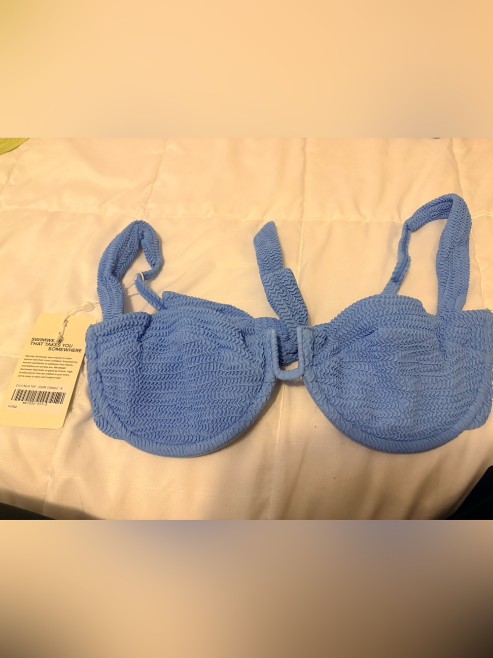 Monday Swimwear Light Blue Smocked Kids Bikini Top